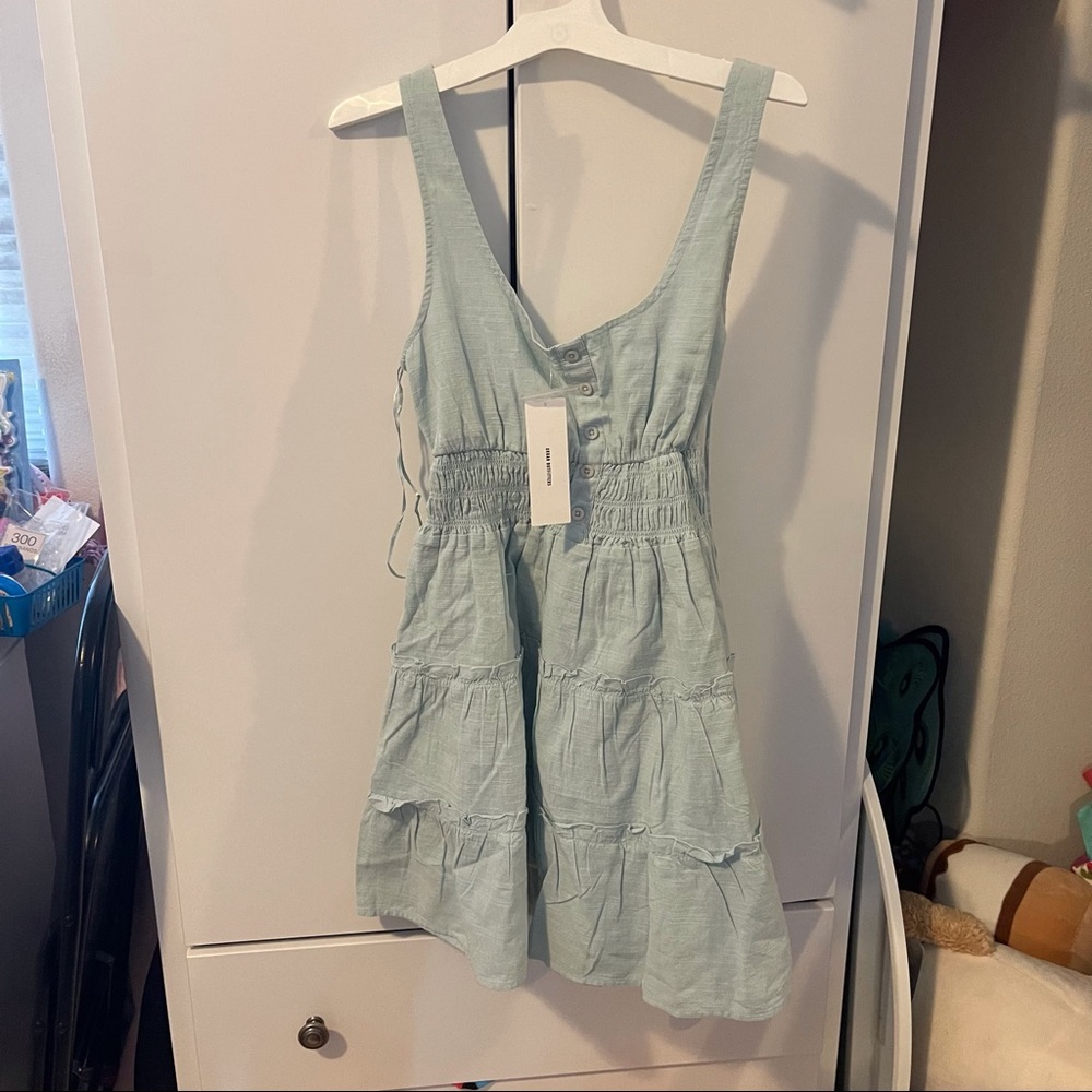 urban outfitters (uo) hailey light blue tiered mini dress nwt